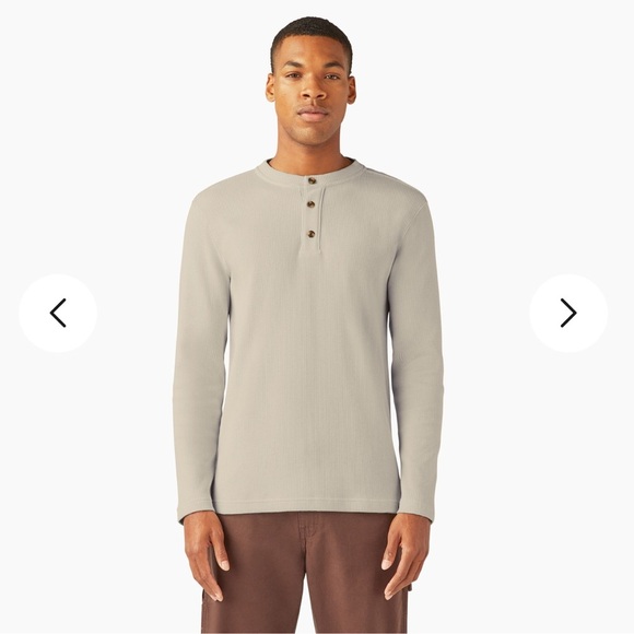 Dickies Oatmeal Thermal Henley Long Sleeve 3 Button Men’s Size Medium NWOT - Picture 3 of 11